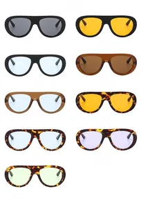 Detailed grid showing 9 color variants of retro aviator sunglasses with model codes