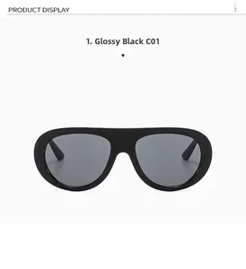 Detailed front view of high-gloss bright black pilot sunglasses with wide nose bridge