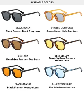 Detailed grid view showing various color options for retro square frame sunglasses