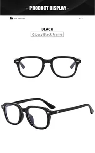 Detail of shiny black square frame sunglasses with dual metal rivets and sturdy hinges