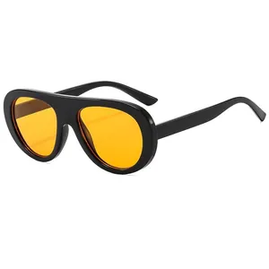 Fashion Retro Small Frame Single Beam Pilot Sunglasses For Women UV400 PC Frame AC Lens Trendy Outdoor Decorative Eyewear