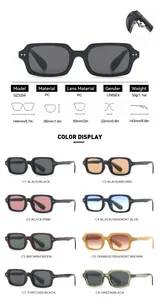 Detailed technical specifications and sizing for retro square frame sunglasses
