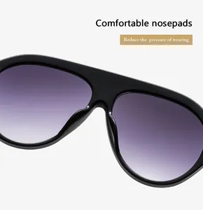 Detail of integrated nose pads on oversized sunglasses for pressure-free comfort