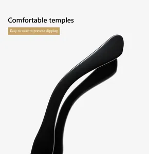 Detail of ergonomic black sunglasses temples with comfortable and non-slip design