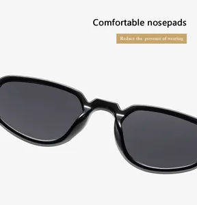 Detail of comfortable integrated nosepads on vintage cat-eye sunglasses for pressure reduction