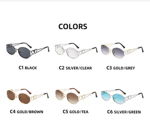 Detailansicht der Metall-Sonnenbrille mit Herz-Akzenten in sechs modischen Farben