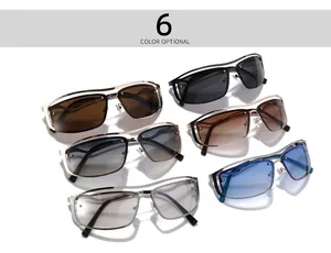 Détails de six lunettes de soleil carrées en métal avec différentes options de verres