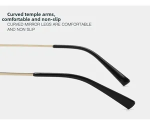 Detail of curved metal temples with ergonomic black tips for anti-slip comfort