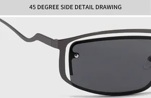 Vue latérale détaillée à 45 degrés montrant les branches ondulées en métal des lunettes