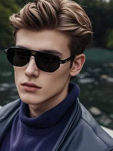 Detailed view of luxury double bridge pilot sunglasses with black frames and metal accents