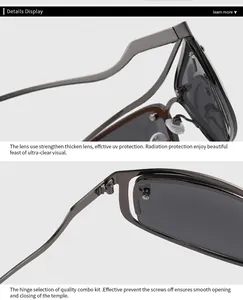Détail du verre épais UV400 et de la charnière métallique renforcée pour la lunette