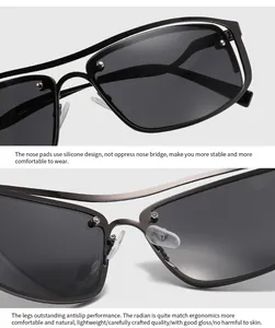 Détails des plaquettes de nez en silicone et des branches ergonomiques des lunettes