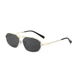 Irregular Polygon Aviator Sunglasses Metal Frame Double Bridge UV400 Sunshade Eyewear For Women Men Fashion Beach Travel