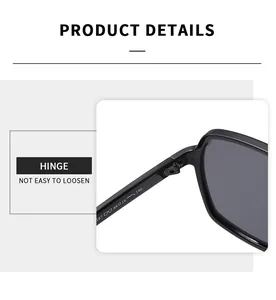 Détail des charnières robustes et des spécifications sur la monture de lunettes noire