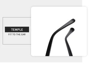 Détail des branches de lunettes noires brillantes avec design ajusté à l'oreille