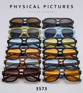 Collection of 12 stylish double-bridge aviator sunglasses in various frame colors