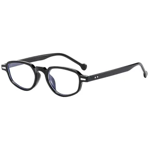 Retro black cat-eye sunglasses with thick frame and metal rivet accents for unisex