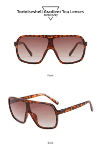 Vues de face et de côté de lunettes de soleil vintage en écailles avec verres dégradés marron