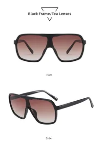 Détails de lunettes de soleil noires surdimensionnées avec verres dégradés sous plusieurs angles