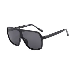 Lunettes de Soleil Oversized Shield Femmes Protection UV400 Monture PC Mode Rétro Grandes Lunettes Carrées pour Extérieur