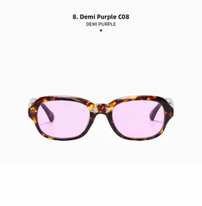 Detail view of retro square Demi Purple sunglasses frame with C08 color code