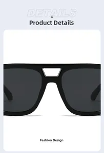 Detail shot of black oversized sunglasses featuring a unique double-bridge hollow design