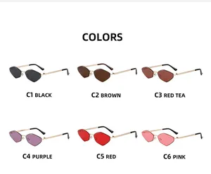 Plusieurs options de couleurs pour lunettes de soleil géométriques en métal rétro chic