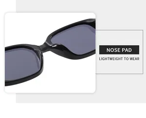 Detail view of smooth integrated nose pads on black retro sunglasses for lightweight wear