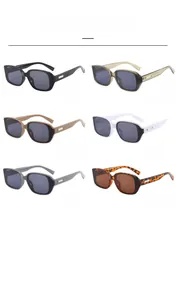 Six different color options for retro rectangular sunglasses from C1 to C6 in high gloss