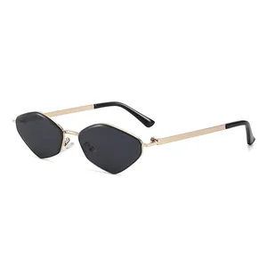 Lunettes de Soleil Femme Monture Métal Polygonale Rétro Lentille Géométrique Irrégulière UV400 Protection Solaire Mode Party
