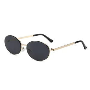 Women Retro Oval Sunglasses Alloy Gold Metal Frame PC Lens UV400 Protection Small Frame Fashion Sun Glasses Outdoor Beach Eyewear