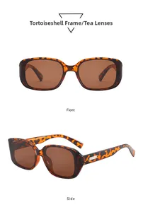 Detail view of tortoiseshell sunglasses with brown lenses and metallic temple accents
