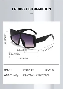 Detailansicht der großen Sonnenbrille mit lila Verlaufsgläsern aus PC und Maßen