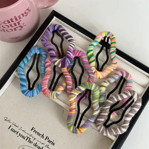 Set of 8 colorful knitted wool cloud hair clips for women in vibrant Y2K style patterns