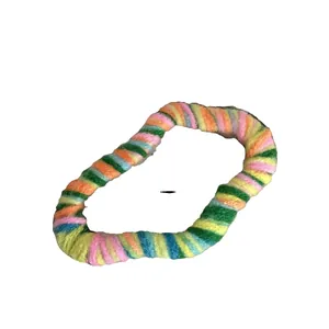 Rainbow striped plush cloud hair clip with Y2K aesthetic and soft fuzzy texture