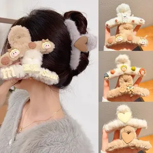 Pinces à cheveux en peluche avec motifs de cœur et dessins animés pour les styles d'automne