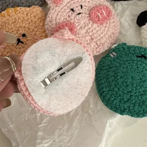 Barrettes animaux en crochet faites main avec motifs de cochon et chat et clips métalliques