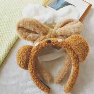Niedliches Plüsch-Stirnband-Set mit Kaninchenohren für Damen beim Schminken und Waschen