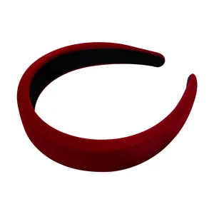 Elegant thick red velvet headband with a high crown design and non-slip inner lining