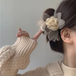 Eleganter Kamelienblüten Große Haarklammer Handgefertigt Koreanischer Stil Harz Stoff Haargreif Accessoire Für Damen Alltag