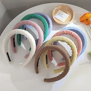 Puffy seersucker headbands in candy colors with handmade label for hair styling