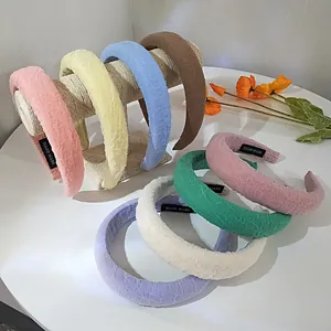 Women Seersucker Bubble Texture Sponge Headband Candy Color Gingham Wide Brim High Top Profile Handmade Hair Band Accessory