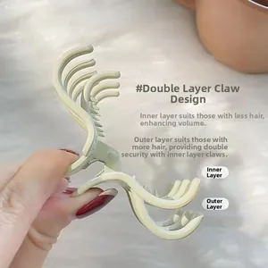 Detail of double-layer hair claw clip with internal and external teeth for secure hold