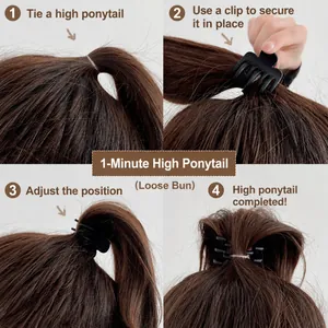 Practical black medium hair claw clip for ponytail styling and root volume support