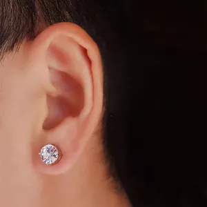 Sparkling cubic zirconia magnetic stud earrings for women and men in a classic claw setting