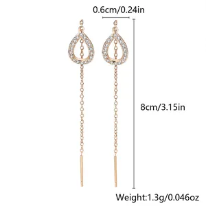 Detailed size chart for rose gold heart tassel ear threads with 8cm length and dimensions