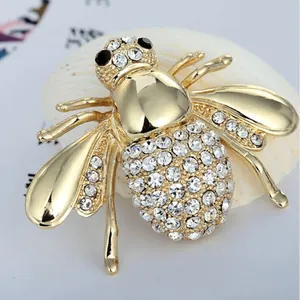 Vintage Alloy Rhinestone Bee Brooch For Women Exquisite Insect Shape Gold Silver Plated Sparkling Crystal Animal Pins Gift