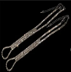 Sparkling crystal rhinestone bra straps with silver metal base and lobster clasp
