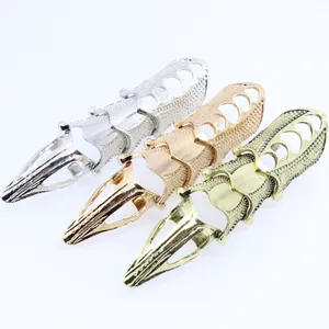 Three-piece punk armor knuckle rings in silver, rose gold, and bronze finishes
