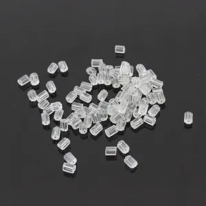 Bulk clear octagonal silicone earring backs with vertical texture for DIY jewelry